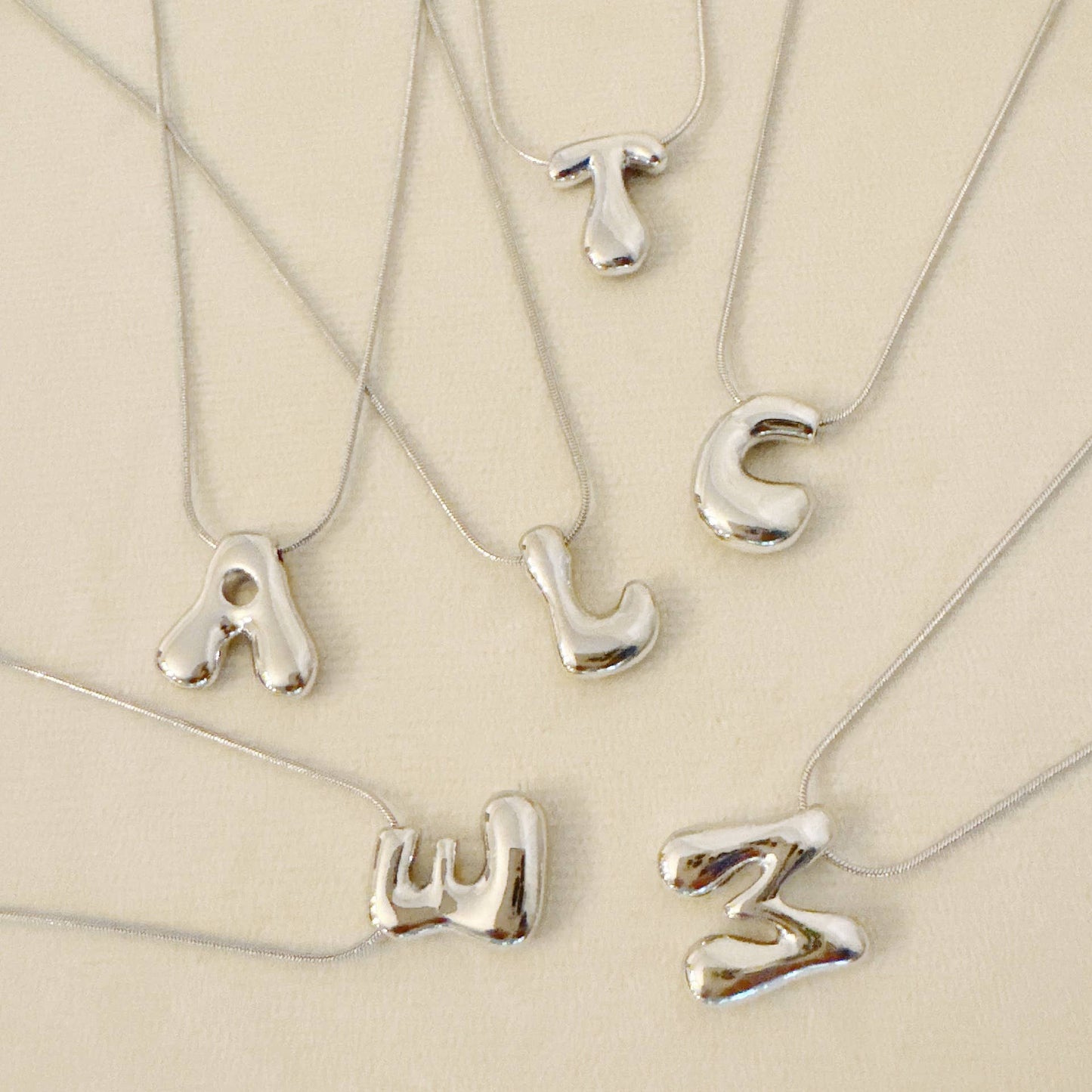 Balloon Letter Initial Necklace: Yellow Gold / S