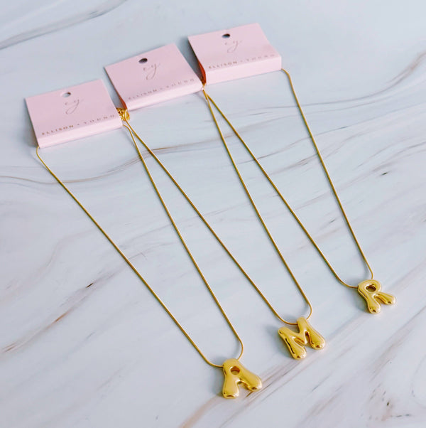 Balloon Letter Initial Necklace: Yellow Gold / M