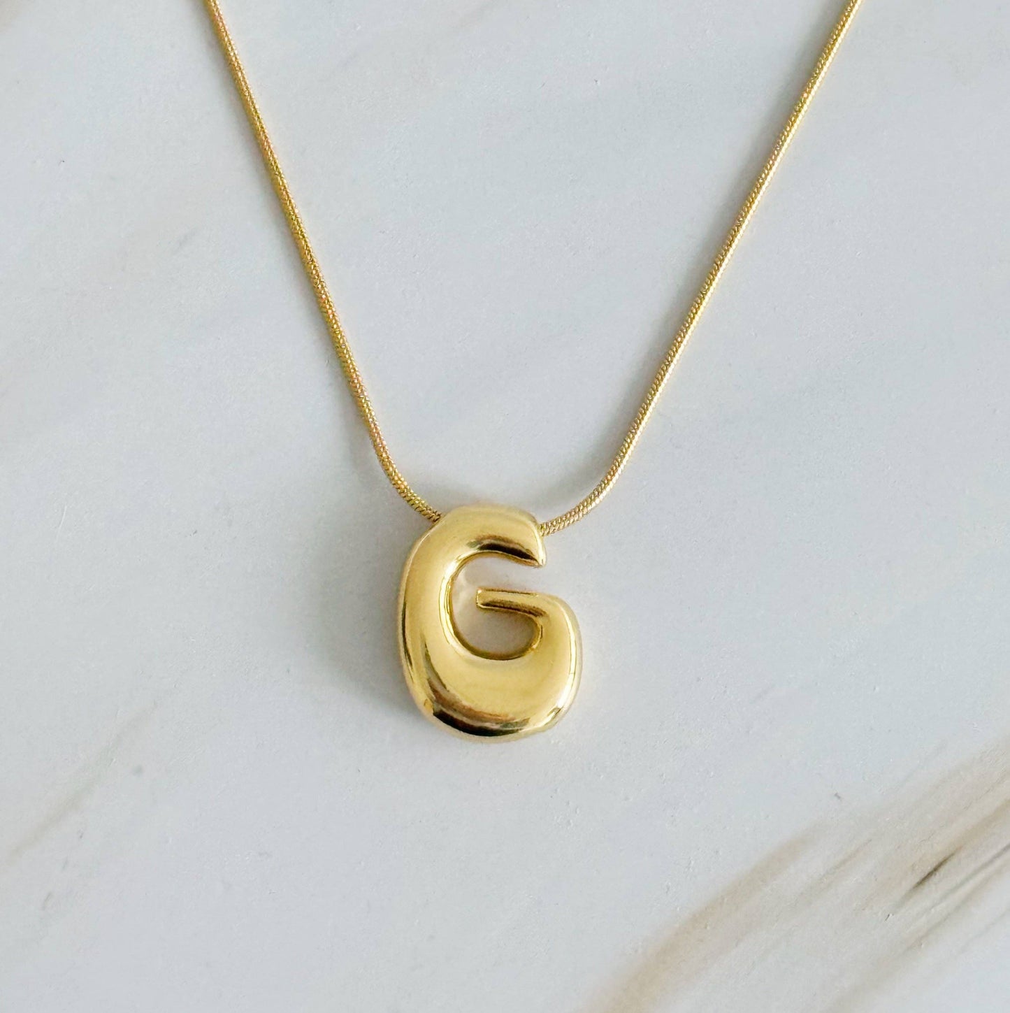 Balloon Letter Initial Necklace: Yellow Gold / M