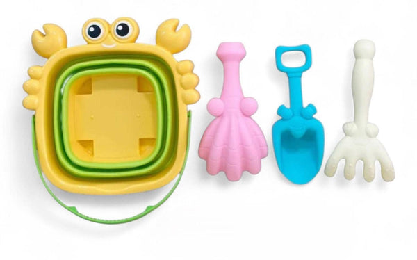 Kids Beach Toy Set CRAB – Sand Shovels & Folding Buckets (Assorted Colors) MSFBS1