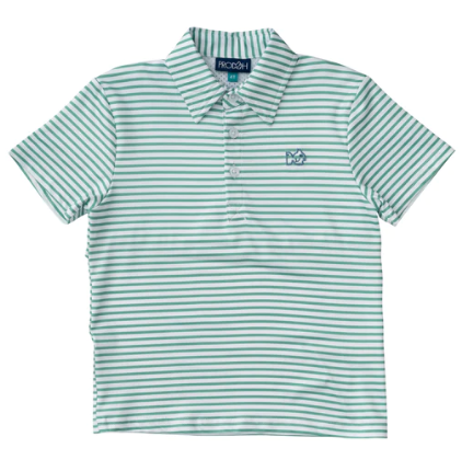 Green Stripe Perf Polo - Boys