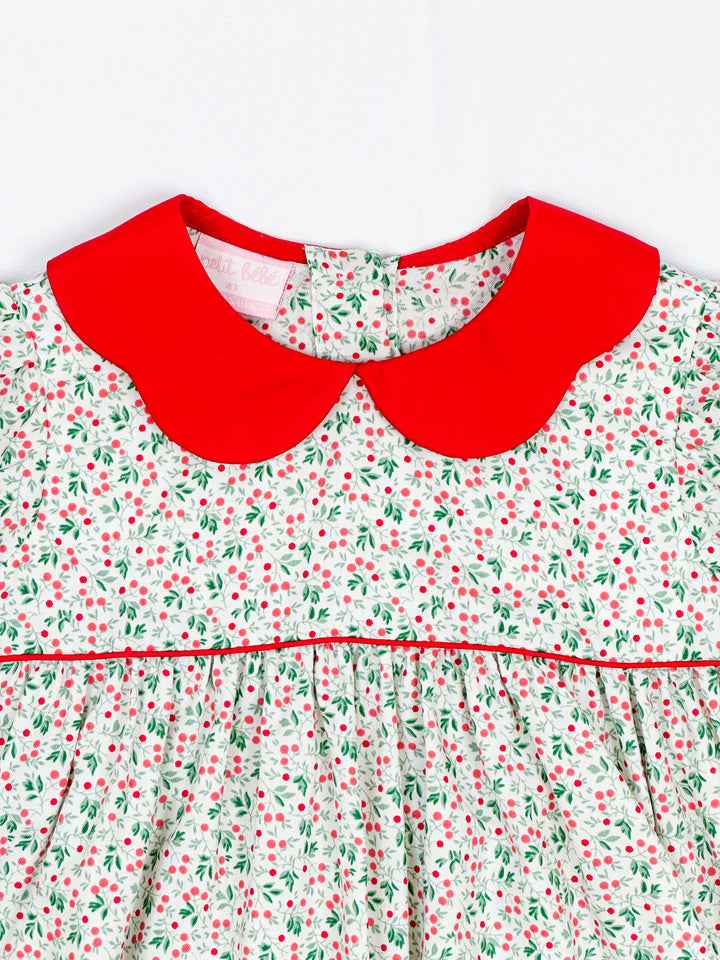 Holly Berries Dress w/Red Scallop Collar