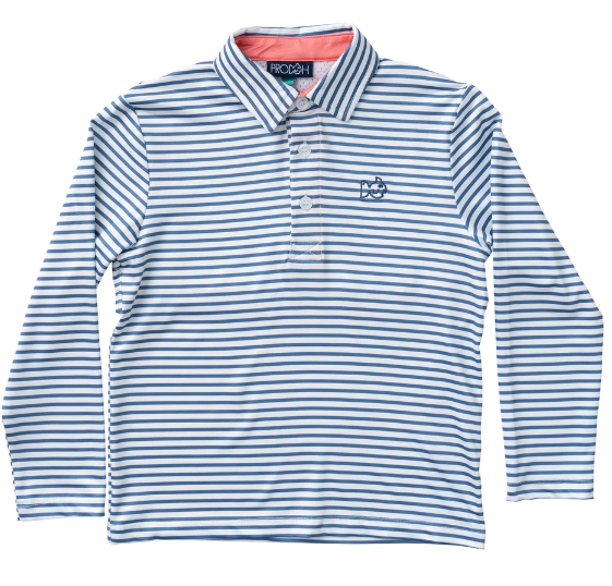 L/S Perf Polo - Moonlight Blue Stripe