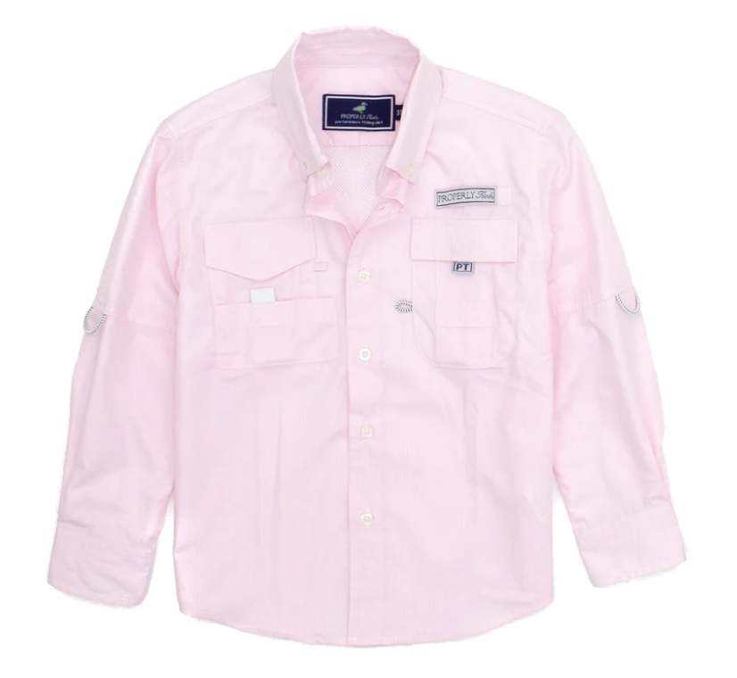 Boys Light Pink Perf Fishing Shirt