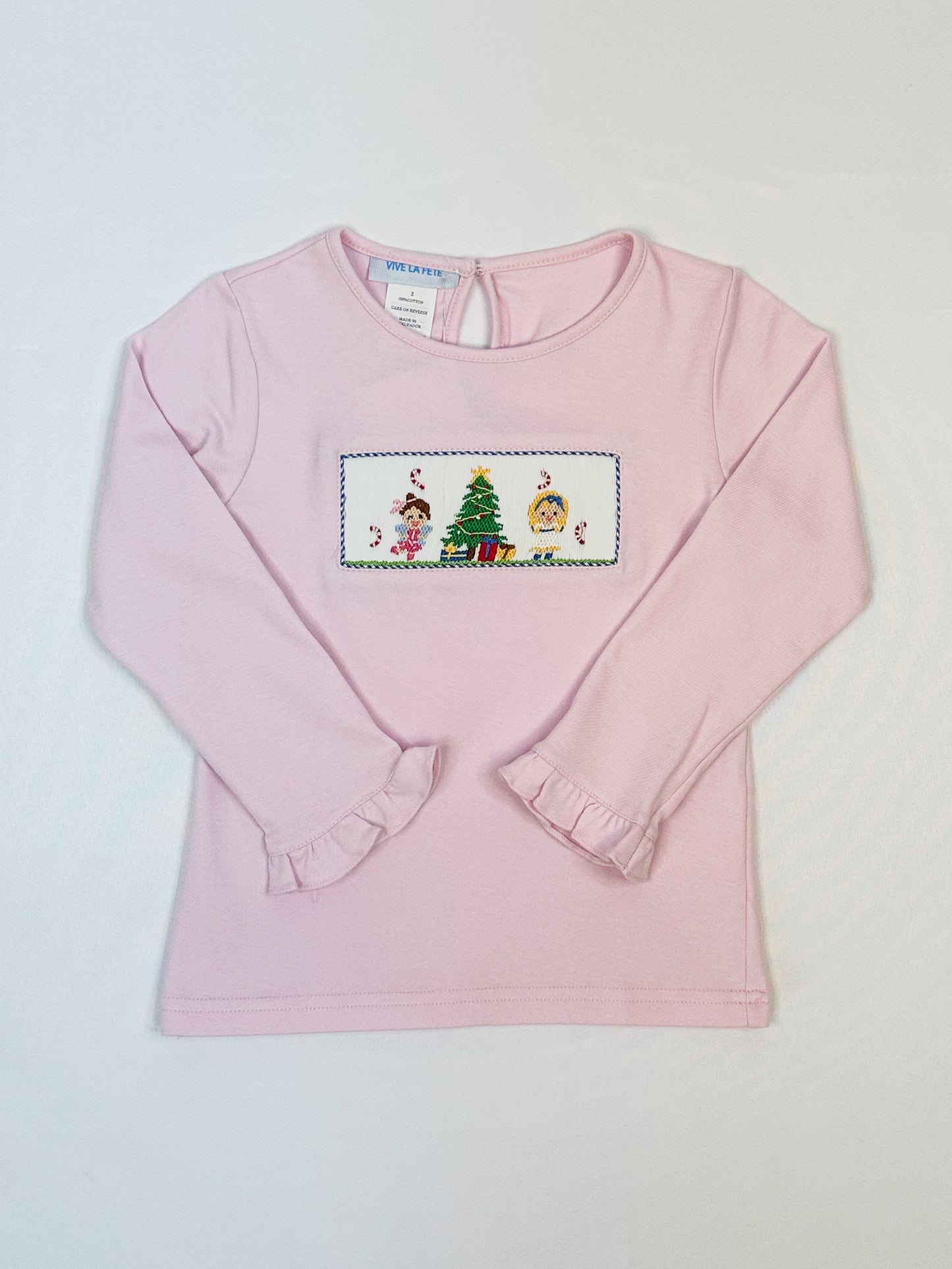 Nutcracker Smocked Pink Ruffle Top