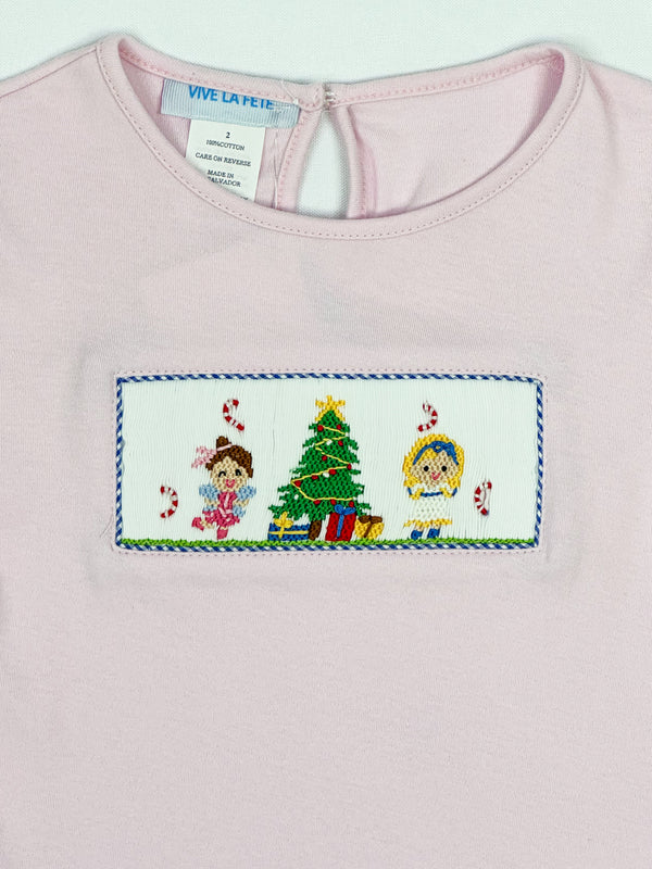 Nutcracker Smocked Pink Ruffle Top