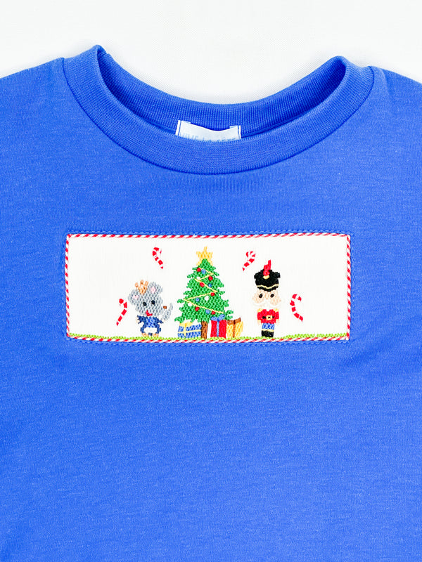 Nutcracker Smocked Royal LS Shirt-TOD