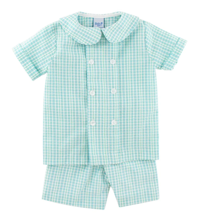 Peacock Seersucker Short Set - Boys