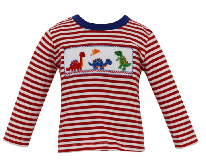 Red Stripe Dinosaur LS Shirt