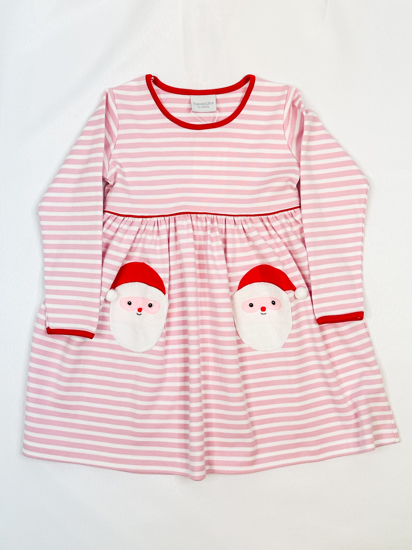 Red Stripe Dress w/Santa Pocket -Toddler