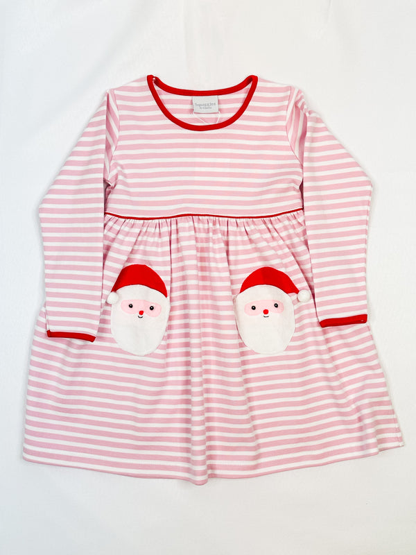 Red Stripe Dress w/Santa Pocket -Toddler