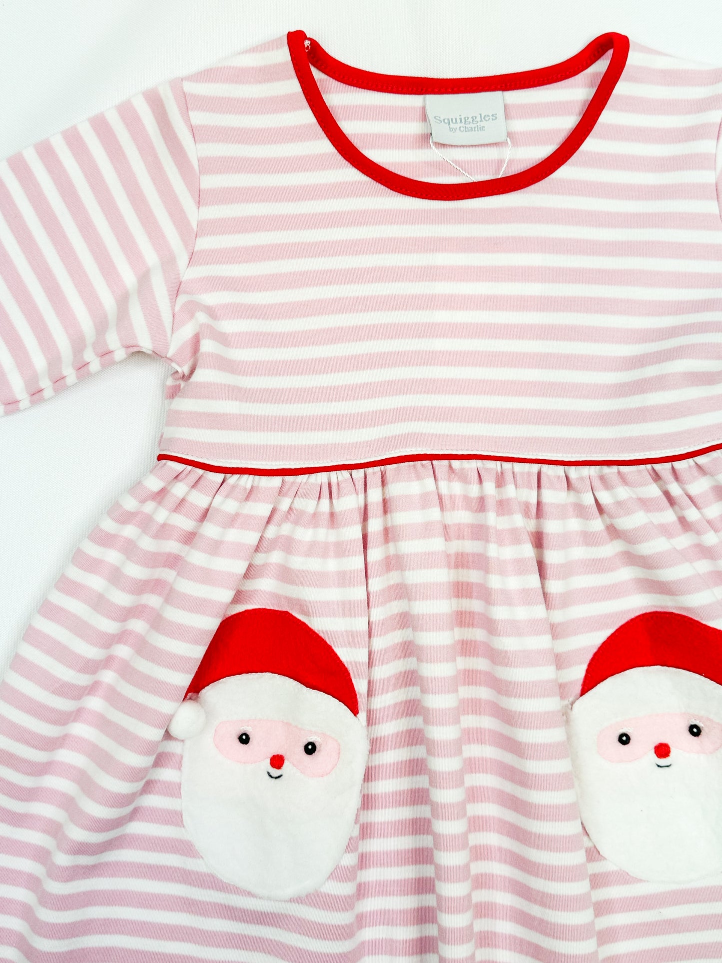 Red Stripe Dress w/Santa Pocket-Girls