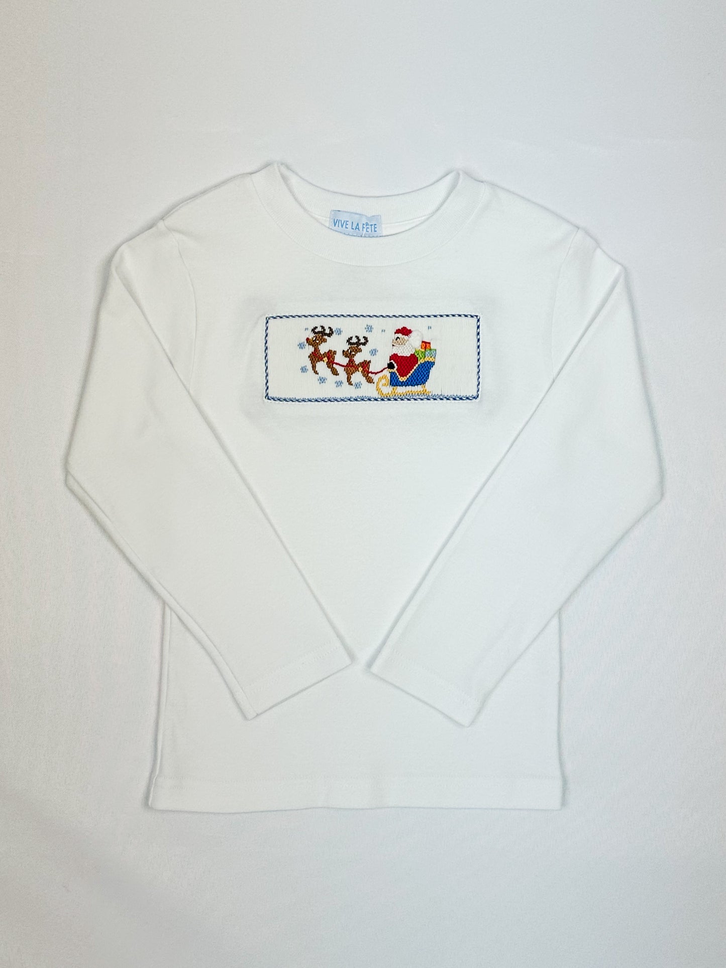 Santa Sleigh Smocked Shirt-Boys