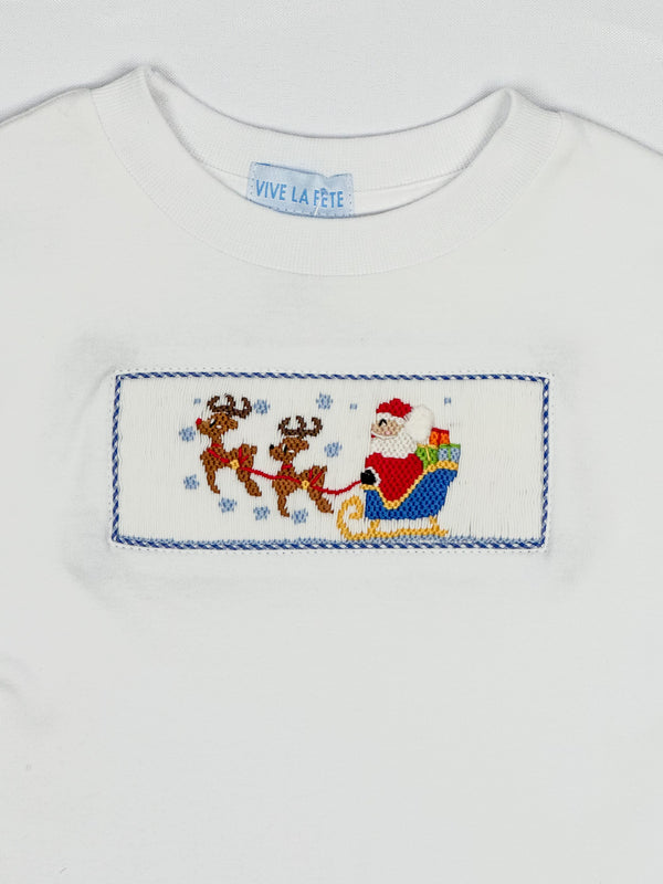 Santa Sleigh Smocked Shirt-Boys