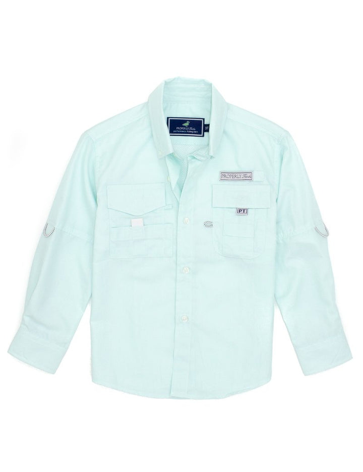 Boys Seafoam Perf Fishing Shirt