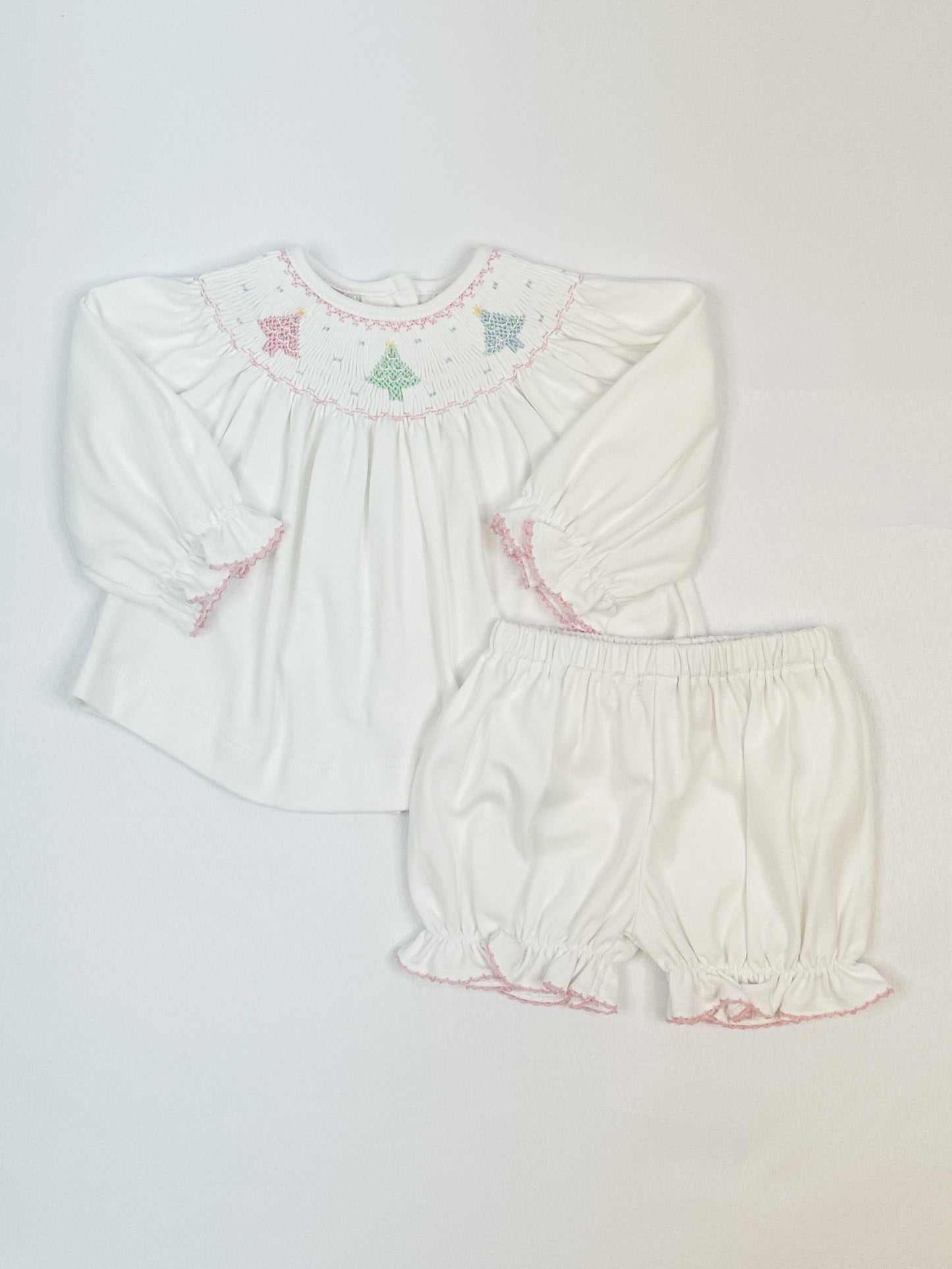 Smocked X'Mas Tree Bloomer Set