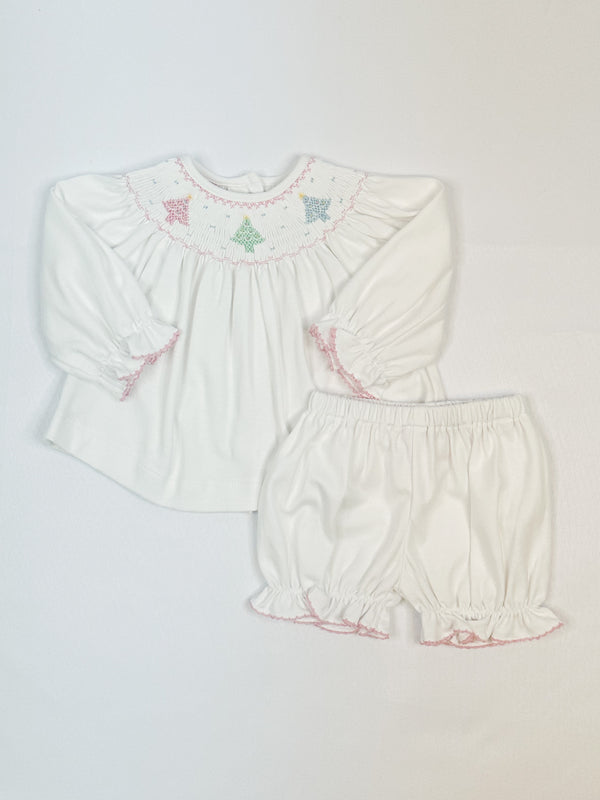 Smocked X'Mas Tree Bloomer Set