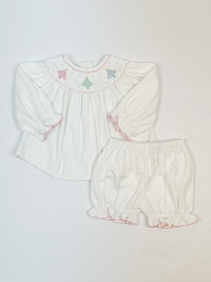 Smocked X'Mas Tree Bloomer Set