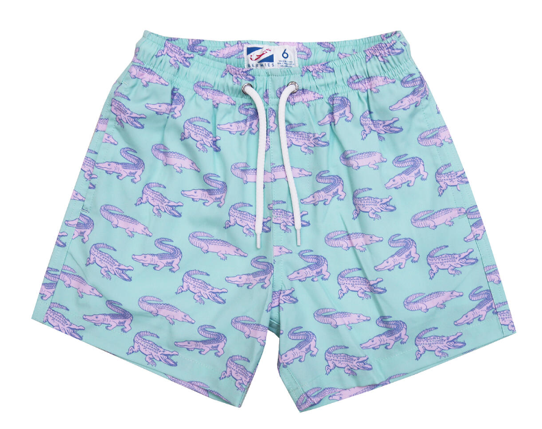 Green Crocodile Swim Trunks - Boys