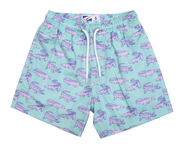 Green Crocodile Swim Trunks - Boys