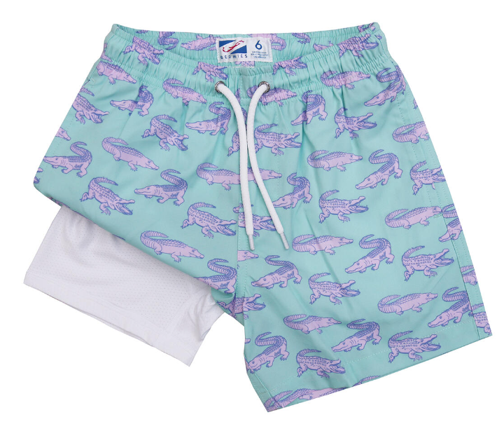 Green Crocodile Swim Trunks - Boys