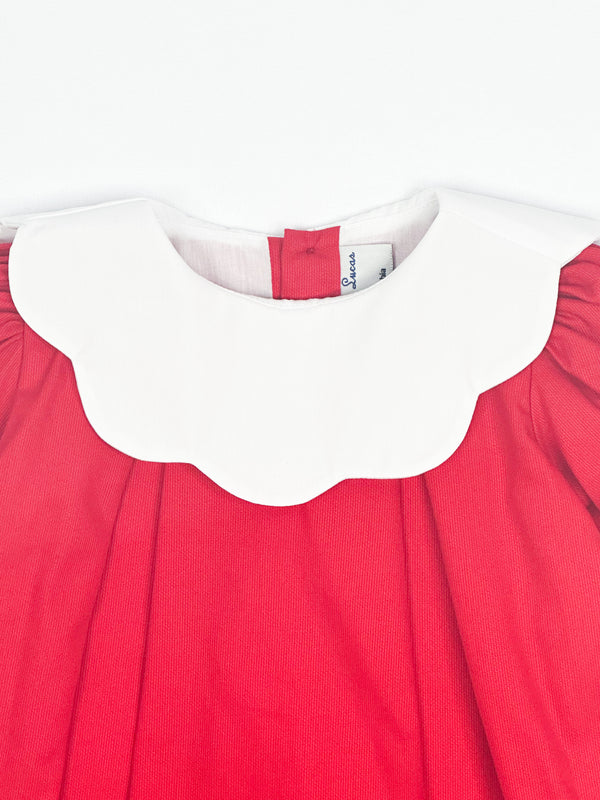 Timeless Scallop Red Dress - Toddler