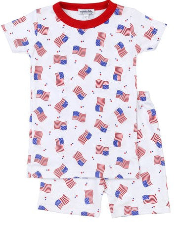 Tiny Red, White, Blue Short Pj's