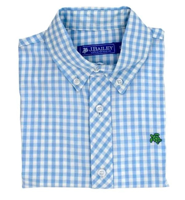 Boys Blue Chk Button Down Shirt