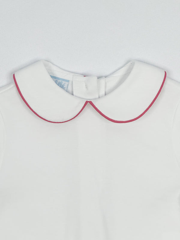 White LS Shirt w/Red Piping - Toddler