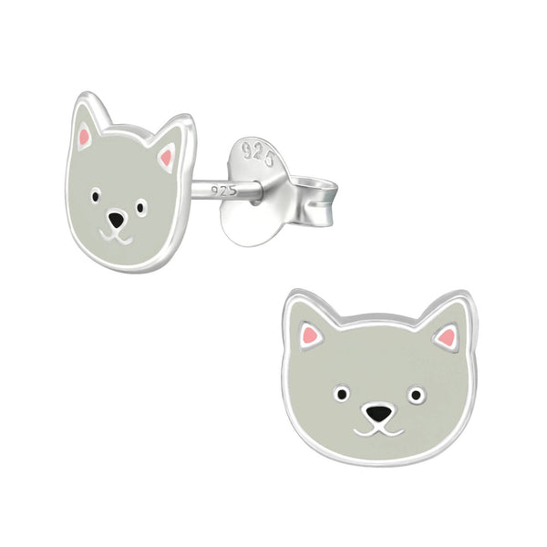 Puppy Stud Earrings in Sterling Silver