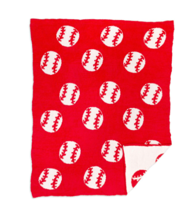 Red Soft Microfiber Baseball Blanket