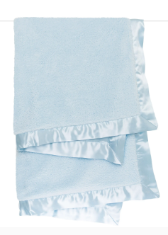 Blue Chenille Satin Baby Blanket