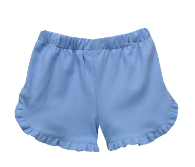 Lt Blue Knit Ruffle Shorts - Girls