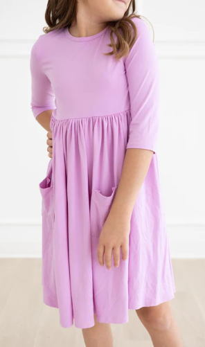 Bright Lilac Pocket Twirl Dress