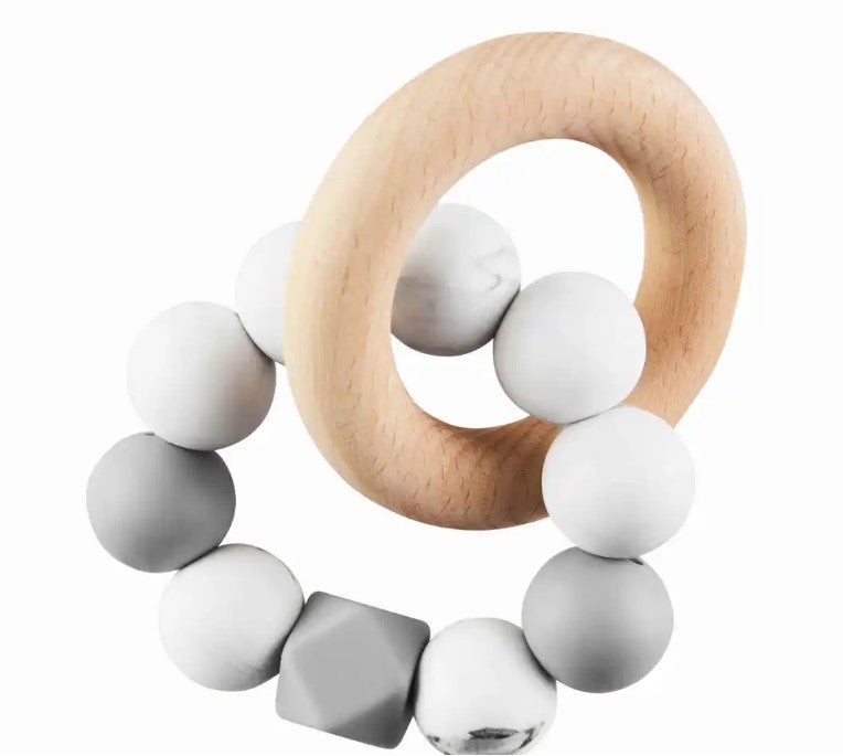 Grey Silicone Wood Teether