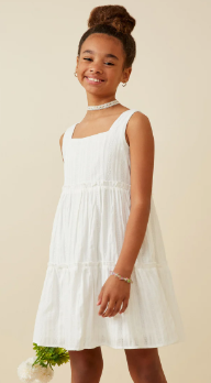Textured Square Neck Ruffle Tiered Dress