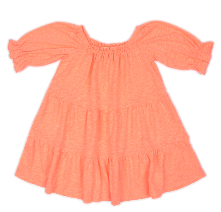 Tangerine Shirring Collar Dress -Toddler