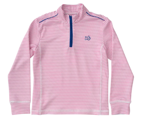 Pink Stripe Perf Pullover - Girls