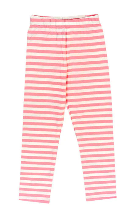 Girls Pink Stripe Leggings