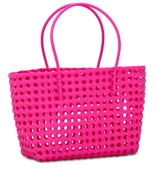 Large Pink Woven Tote Bag