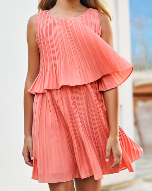 Flamingo Pleated Dress