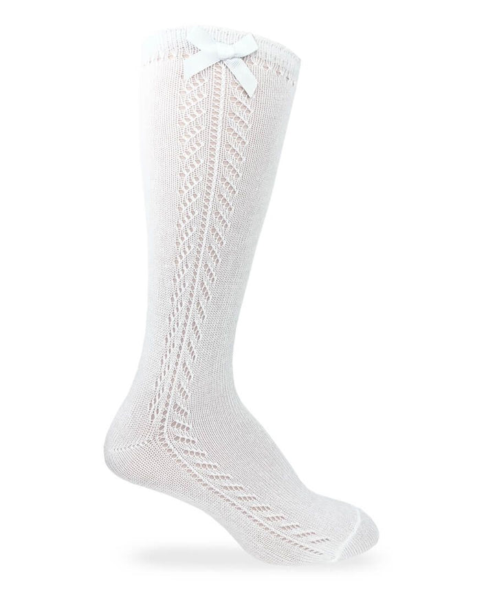 White Pointelle Knee High Socks