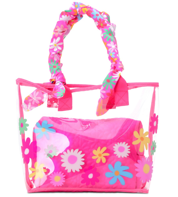 Puffy Flowers Clear Tote 2 PC Set