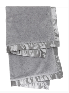 Silver Chenille Satin Baby Blanket
