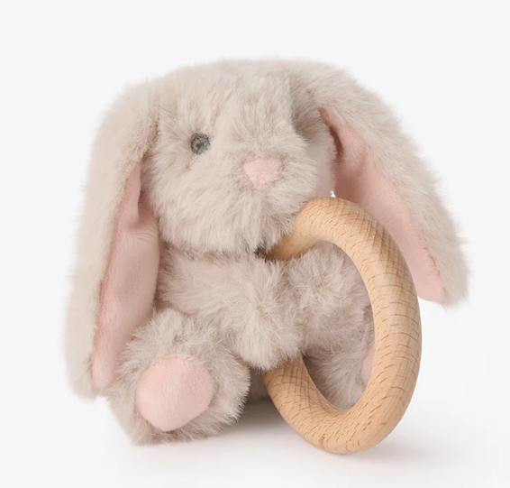 Taupe Bunny Ring Rattle