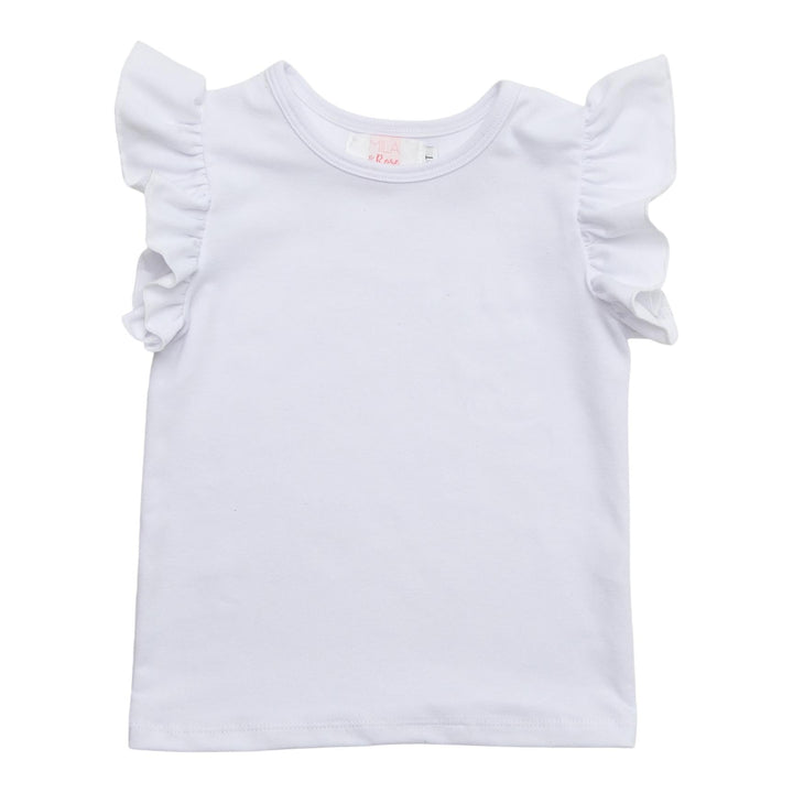 White SS Ruffle Tee